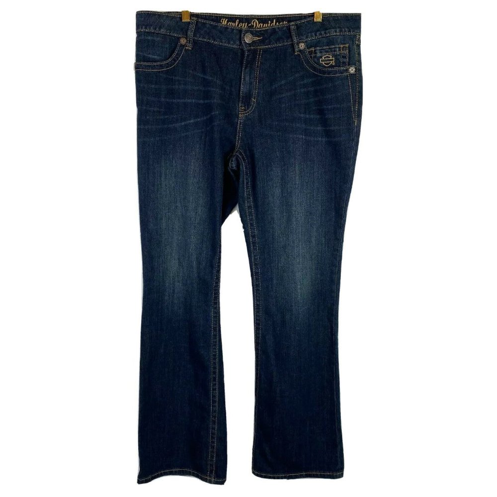 Harley Davidson Motor Cycles Boot Cut Jeans Blue